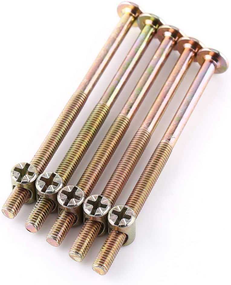 M6 Hex Head Socket Furniture Bolt Screws and Nuts, Metal Fasteners for Bunk Bed Chairs, Crib Assembly (100mm) - Image 3
