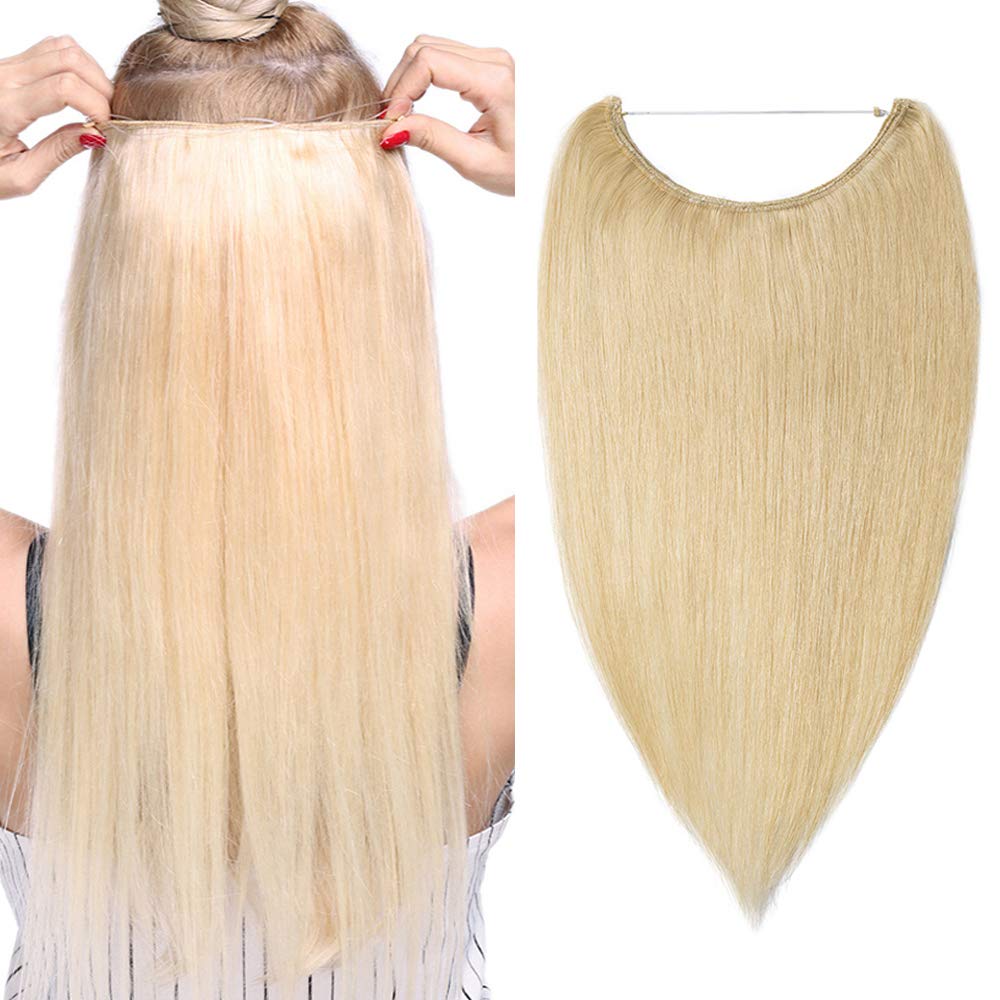 Haarteile Echthaar Bleichblond Extensions mit Unsichtbarem