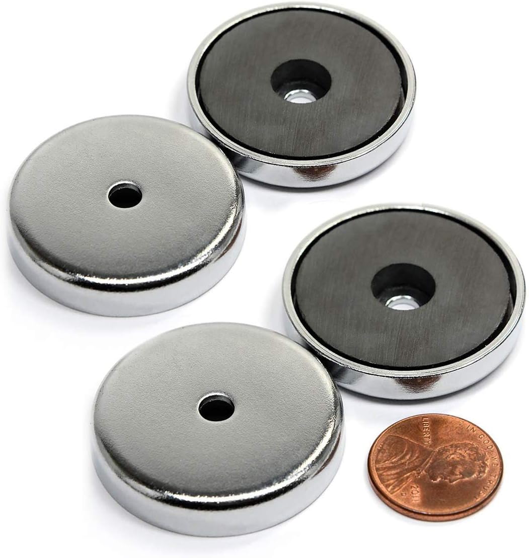 Neodymium Cup Magnets, 0.98" D x 0.25" H Countersunk Hole Round Base Mounting Pot Magnet for Fridge, DIY, Building, Scientific, Craft, and Office Magnets, Pack of 6 with Screws