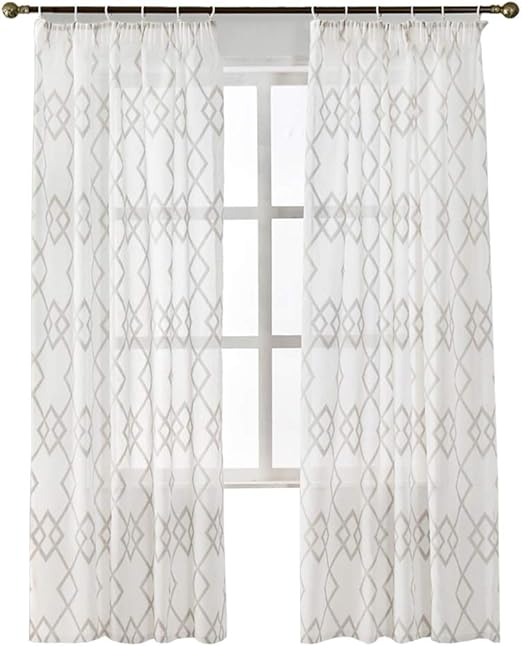 Amazon Com Napearl Faux Linen Semi Sheer Curtain Panel Set Of 2