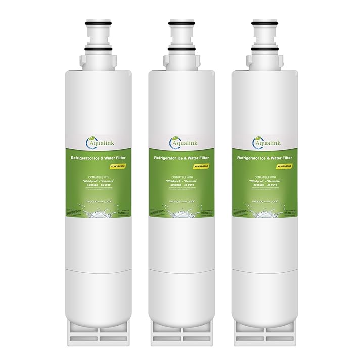 Aqualink 4396508 Refrigerator Water Filter Replacement for Whirlpool Water Filter 4396508, 4396510, EDR5RXD1, EveryDrop Filter 5, NLC240V, PUR W10186668, Kenmore 46-9010 (3 Pack)