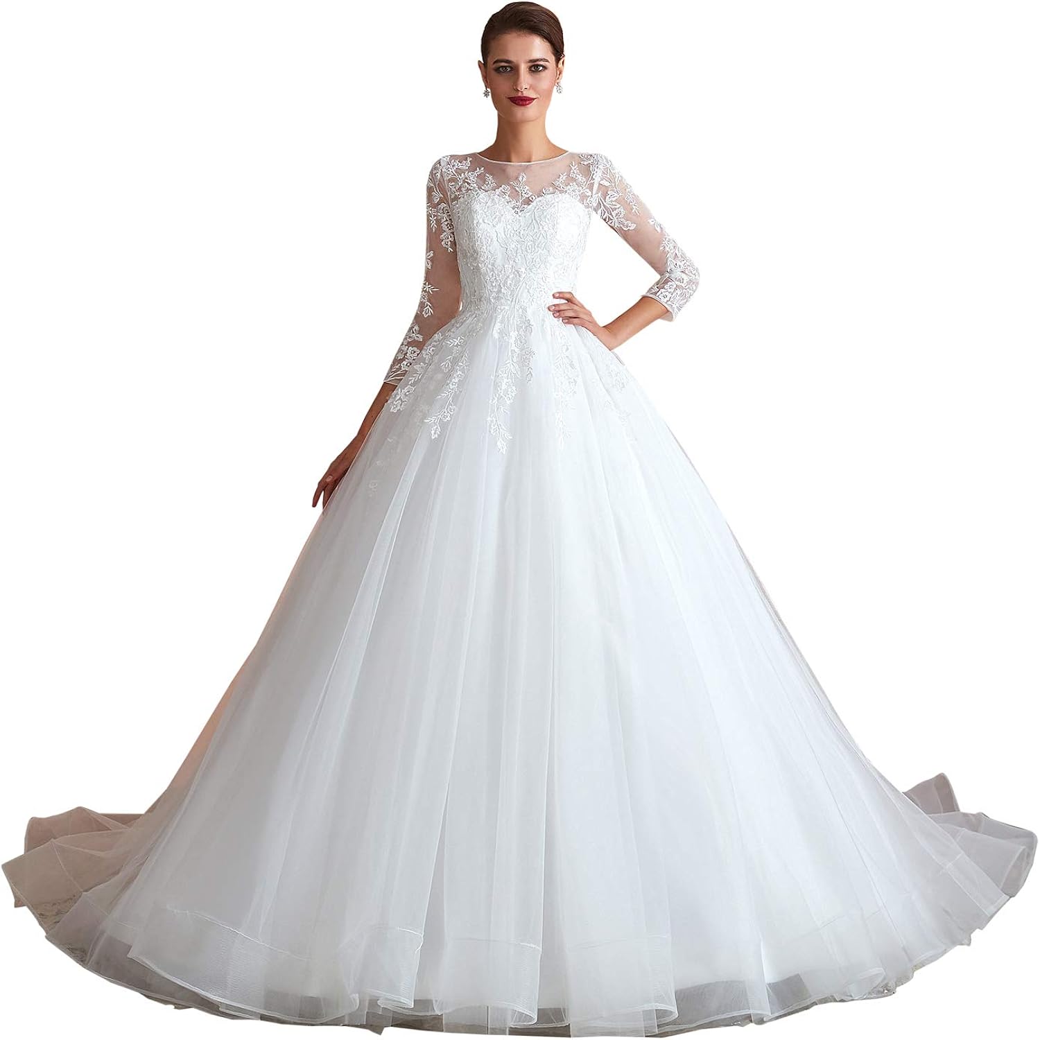 white long gown with sleeves