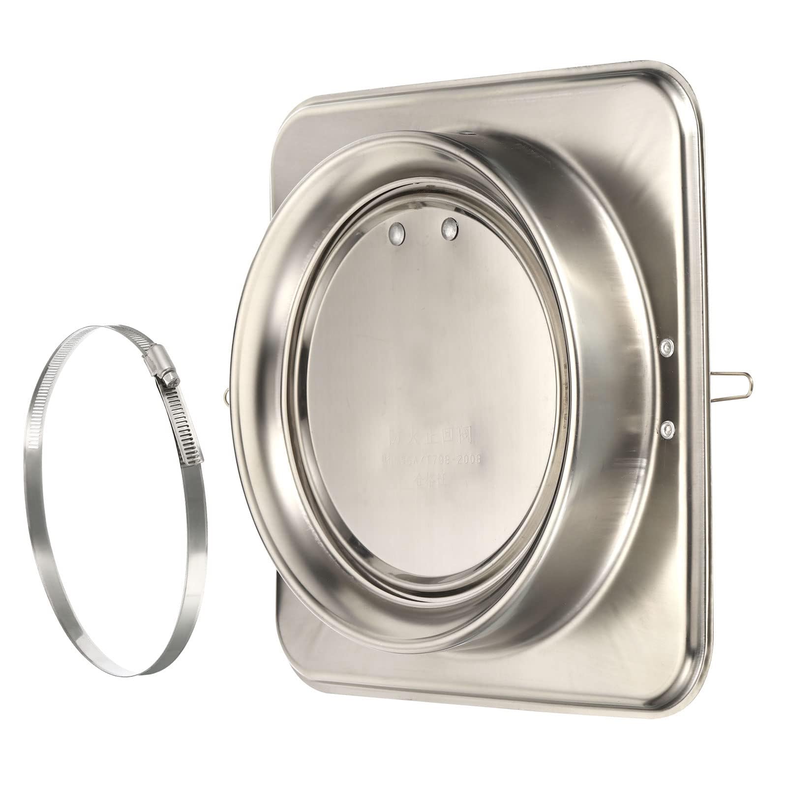 Unifizz 7" Backdraft Damper with Ducting Hose Clamp, 1 Set Stainless Steel Flexible Airflow Insert Backflow Preventer Draft Blocker for Kitchen Bathroom