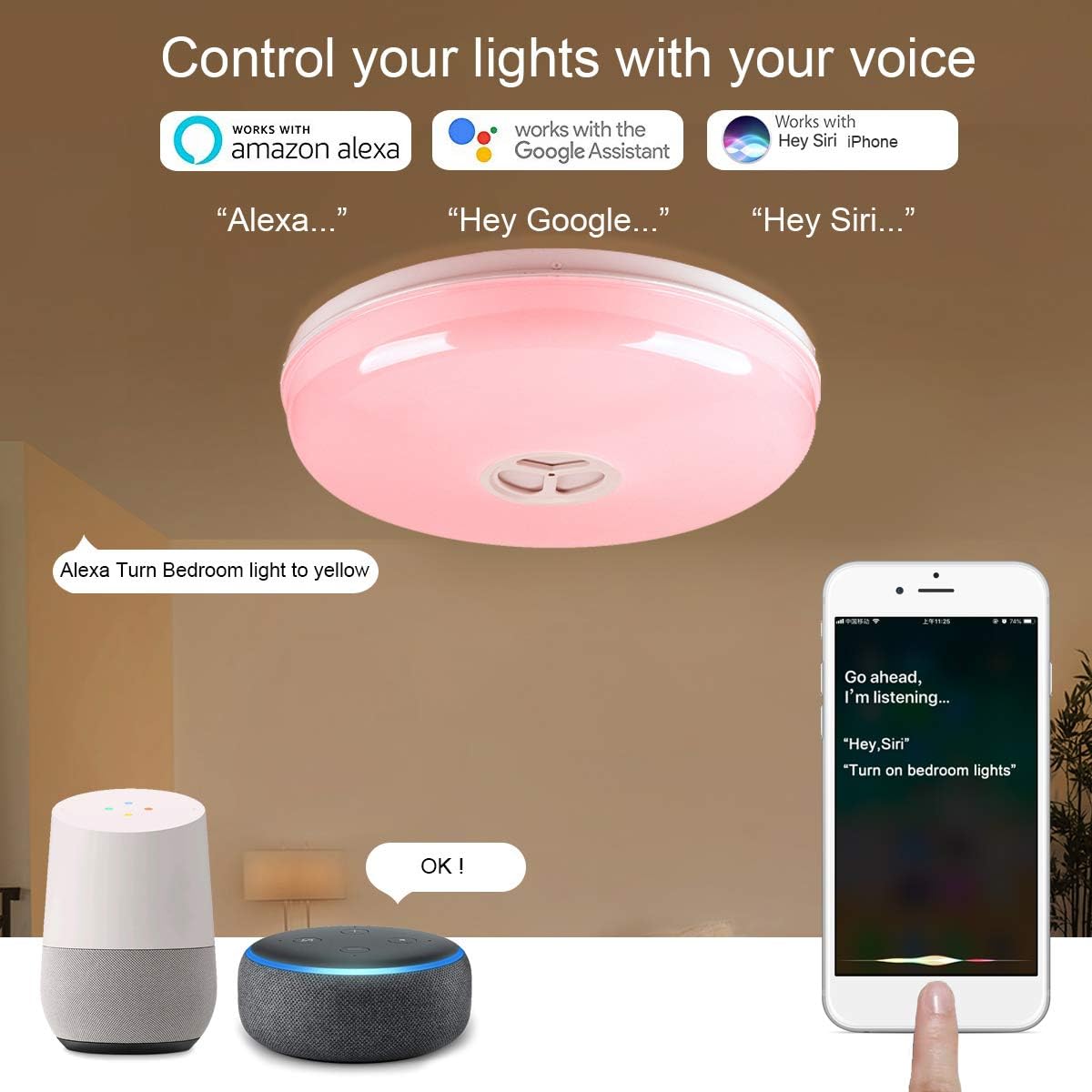 ok google turn on bedroom lights