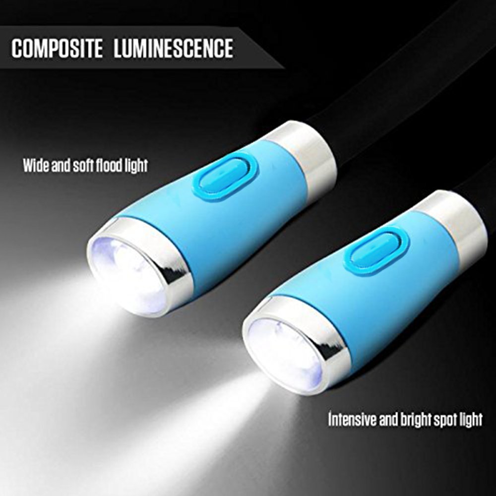 LUXJET Rechargeable LED Book Light, Flexible Neck Lamp for Reading in Bed or Car at Night with Adjustable Brightness, 4 LED Bulbs, Ideal for Kids,Crafts,Knitting, Repair,Travel or BBQ