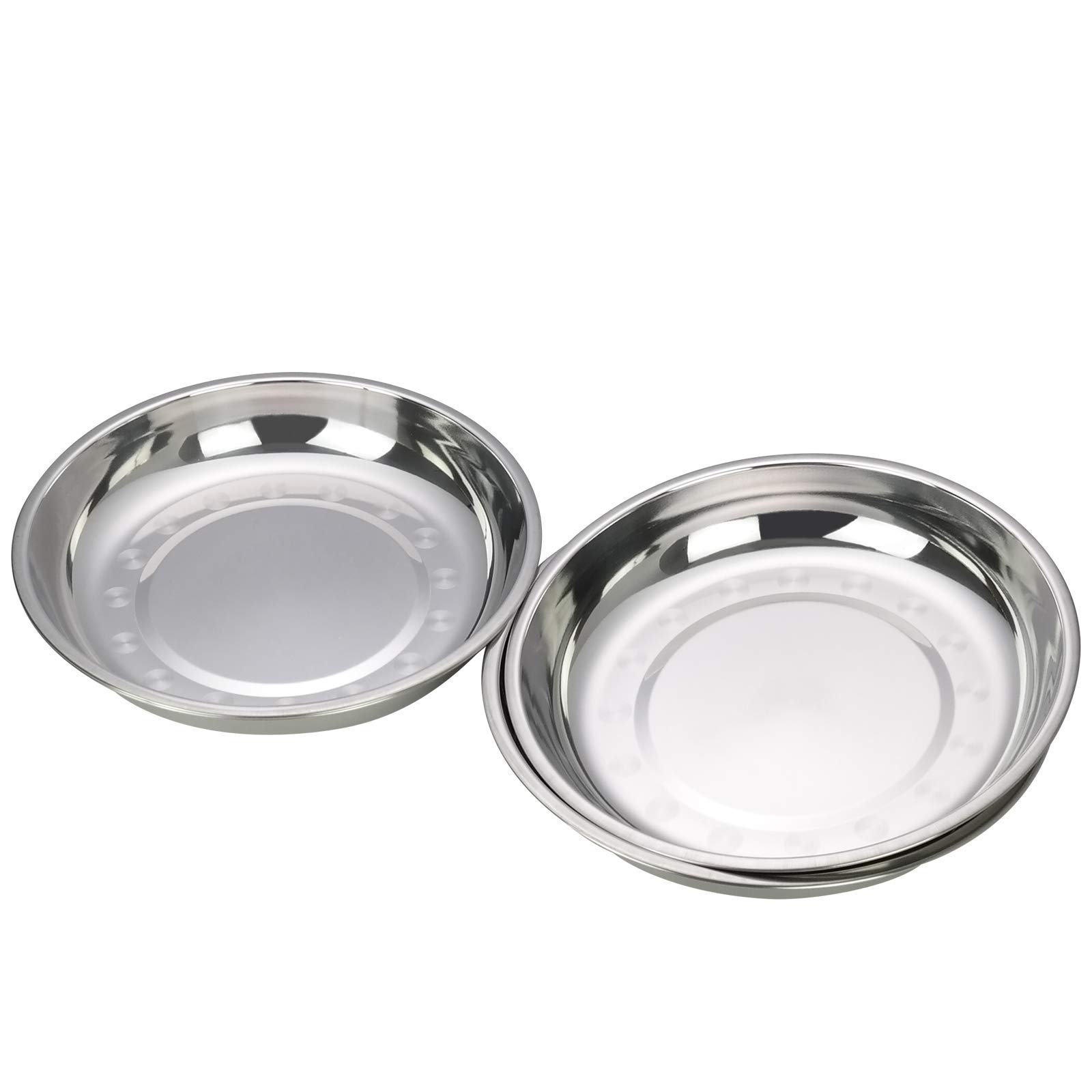 Bringer Set of 4 Deep Plates Dinner, Stainless Steel Round Dinner Dish Plate