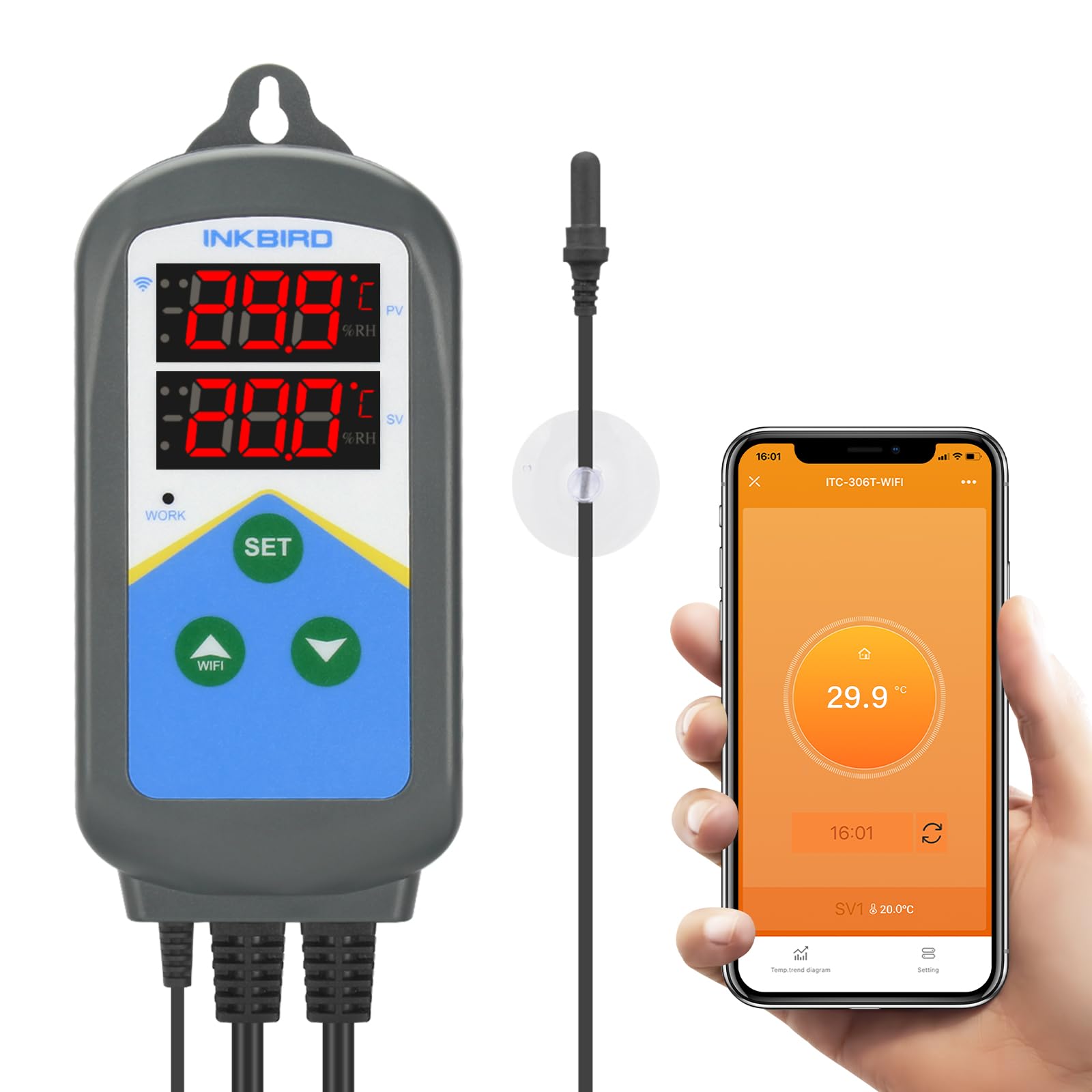 INKBIRD ITC-306T WIFI Aquarium Temperature Controller, Tank Heater Thermostat with Dual Heating, Dual Time Cycle Setting, Alarm Notification