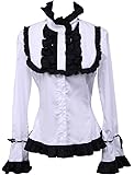 Antaina White Cotton Ruffle Lace Stand-up Collar Victorian Lolita Shirt Blouse