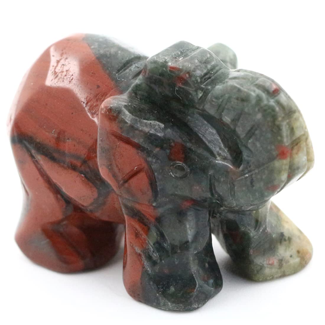 Ouubuuy Natural Africa Bloodstone Crystal Elephant Stone Gemstone Ornament Reiki Healing Crystal Gift 1.5 inch
