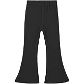 ACESTAR Girls Ribbed Knit Bell Bottom Pants Toddler Elastic Waist Ruffle Leggings Flared Pants (2-10 Years)