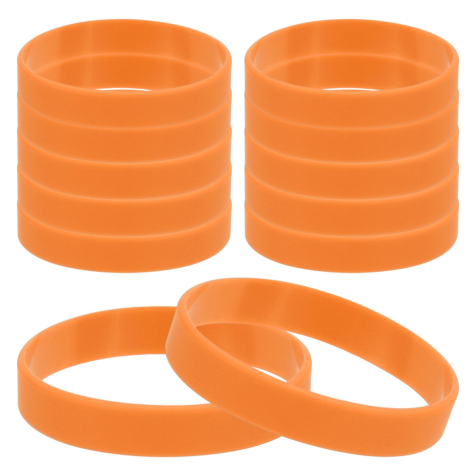 PATIKIL Silicone Rubber Bracelets, 12 Pcs Solid Color Blank Stretch Wristbands Sports Elastic Rubber Bands for Men Women Adults Teen Party Favors, Orange