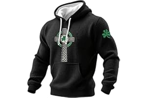 St Patricks Day Sweatshirt Men's Lightweight Hooded St Patricks Funny Sweater Irish 2026 Shamrock Long Sleeve Shirt