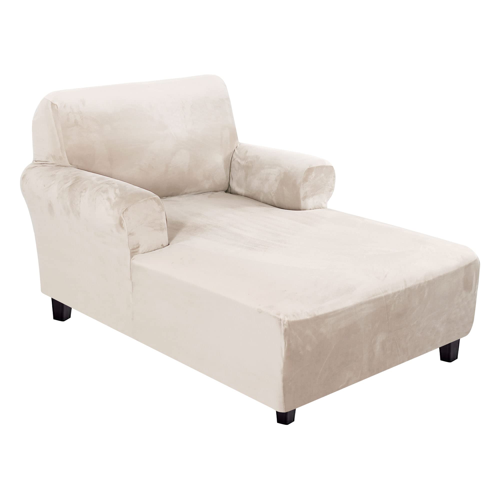 Photo 1 of *MINOR DAMAGE - USED*
H.VERSAILTEX Velvet Chaise Lounge Cover - High Stretch Chaise Chair Cover for Living Room Soft Slipcovers with Arms - Luxury Velvet Dog Covers, Machine Washable, Ivory