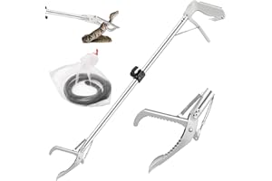 47" Snake Tongs,Professional All-Aluminum Alloy Snake Tong Reptile Grabber Rattle Snake Catcher Wide Jaw Handling Tool with L