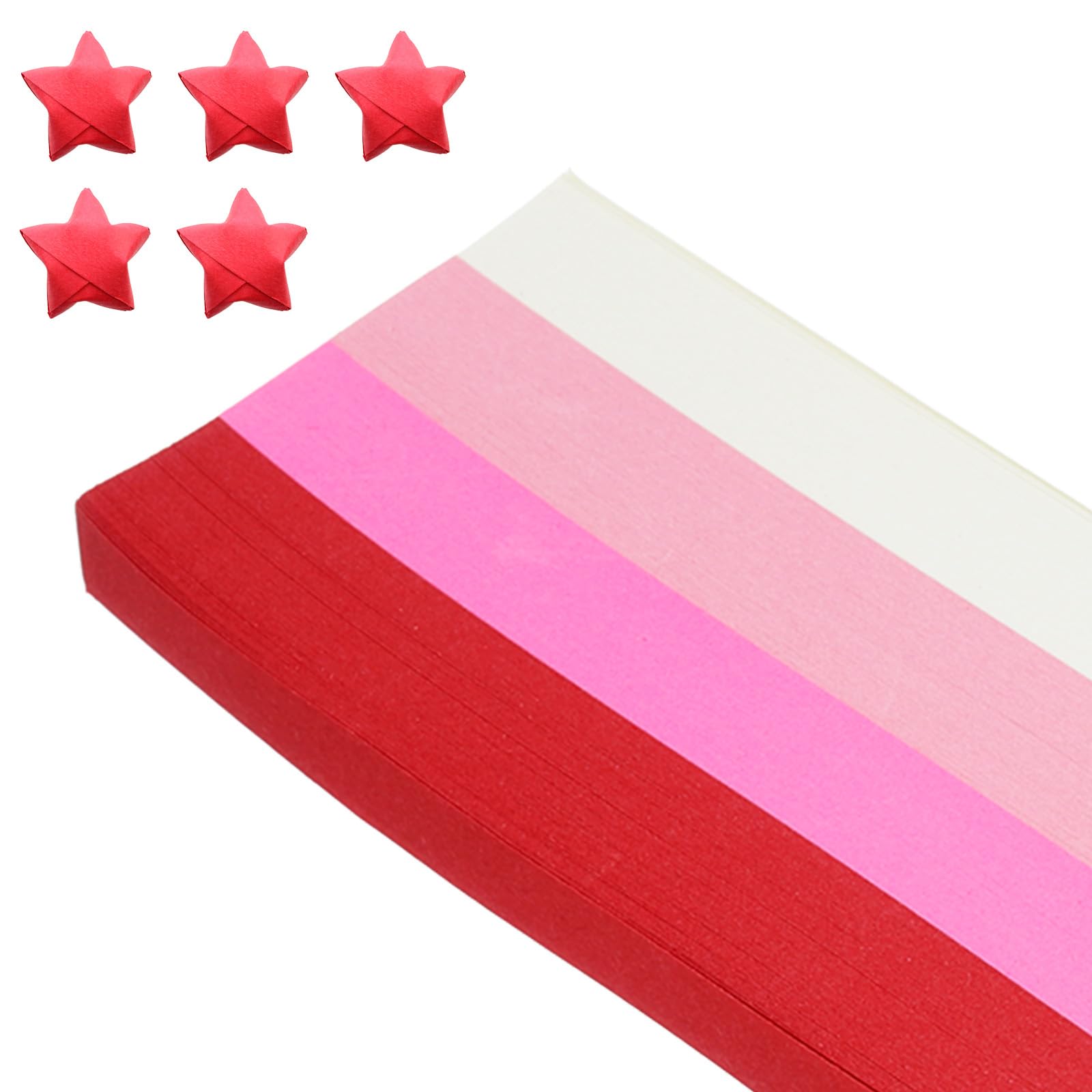 PATIKIL 2160 Sheets Origami Star Paper Strips, 4 Gradient Red Paper Star Strips Lucky Star Paper for DIY Hand Art Crafts, 9.4x1/2inch
