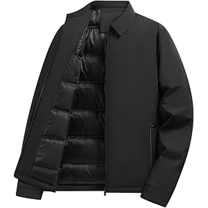 Lmlmigy Mens Puffer Bomber Jacket Winter Work Warm Coat Parka Outerwear | Nylon or Polyester Shell, Polyester or down Fill In