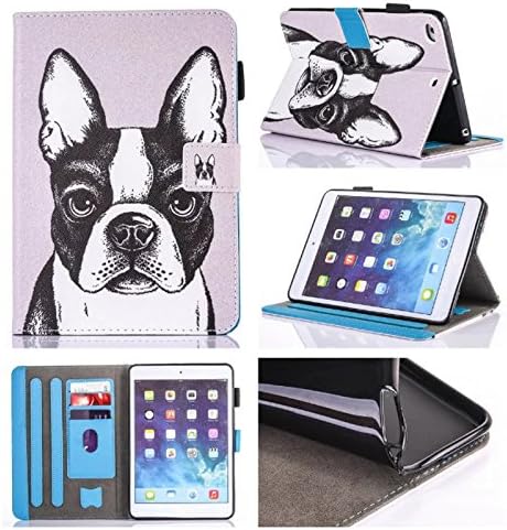 iPad Mini 1/2/3/4 Case Stand Case Perfect Smart Auto Wake/Sleep [Magnet Closure] REASUN Colorful Cover Flip Folio Cards Slots Wallet Case For iPad Mini 1/2/3/4 (Dog)