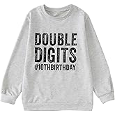 GLIGLITTR Double Digits 10th Birthday Sweatshirt Boy Girl Letter Printed Crewneck Pullover Shirt Fall Winter Clothing