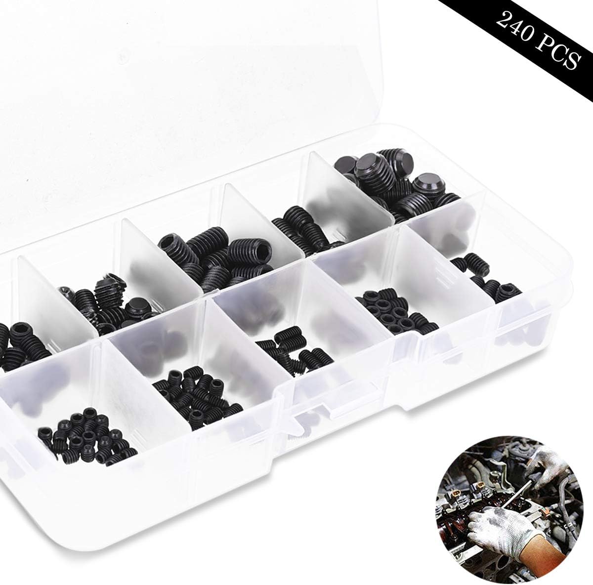Levittownnow Com Diy Tools Hardware Youngrich 240 Pcs Grub Screws Hex Socket Cap Screws Carbon Steel Set Screws Metric Grub Screw For Handymen Amateurs Woodworking Furniture M3 M4 M5 M6 M8 Black