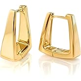 Caralon Tiny Dainty Gold & Silver Huggie Hoop Earrings for Women:Small Bamboo,Square,Twisted,Teardrop,U-Shaped Hoops, Mini Huggie Hoops in Champagne & White Gold Plated Hypoallergenic Lightweight