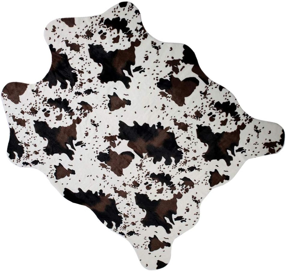 MustMatCow Print Rug Faux Cute Cowhide Rug for Kids Rooms/Living Room 5x4.4 Feet