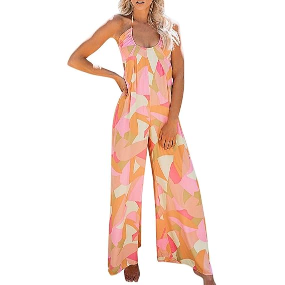 floral spaghetti strap wide leg jumpsuit