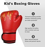 flintronic Kids Boxing Gloves 6oz Red Cartoon Training Sparring Gloves for Kids view 4