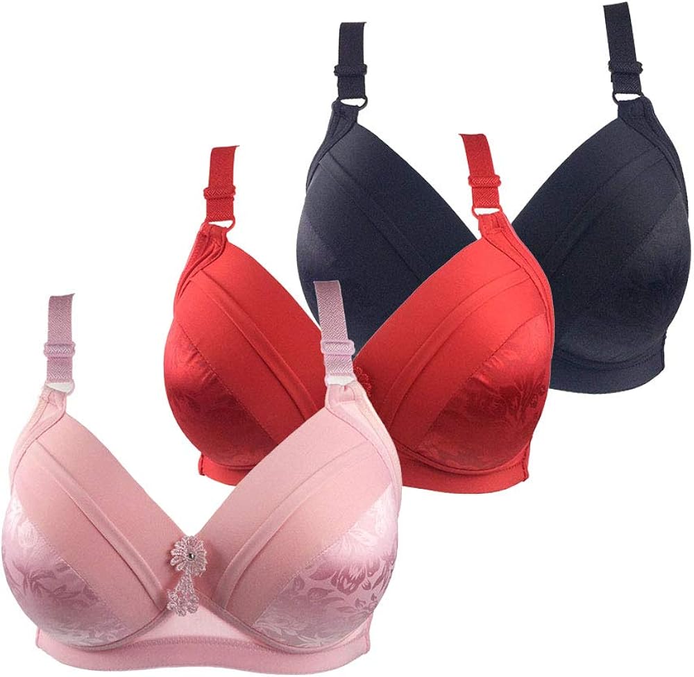 Padded Push Up Lace Bras Women's Back Close Stretch C Cup Bra with