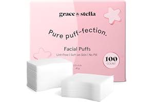 grace & stella Face Pads for Toner, Essence, and DIY Mask (100 Count) - Soft, Lint-Free Makeup Remover Pads - Durable Facial Pad for Skincare - Vegan, Cruelty-Free
