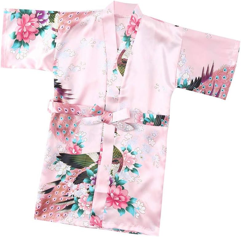 Teen Kids Toddler Baby Girls Boys Soft Floral Silk Satin Kimono Robes Pajamas Bath Cloak Hydrophil Bathrobe Clothes