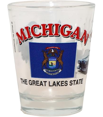 thumbnail image 2 of Detroit Michigan USA Flag Monuments Collage Shot Glass - 2.25 Inch Souvenir Collectible 2 of 10