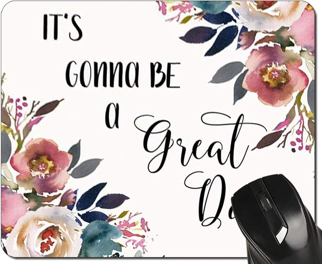 Quote Mouse Pad Inspirational Quotes Floral Teacher Mousepad Desk Accessories for Women Office Gifts,24x20x0.3CM