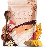 RYZE Organic Mushroom Chai Tea with 6 Adaptogenic Mushrooms, 20 Servings | With Lion's Mane, Turkey Tail, Reishi &amp; Shiitake, Supports Energy, Focus &amp; Immunity, Gluten Free, Vegan
