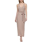 Guess Womens Crystal Pleated Maxi Waist Tie Dress