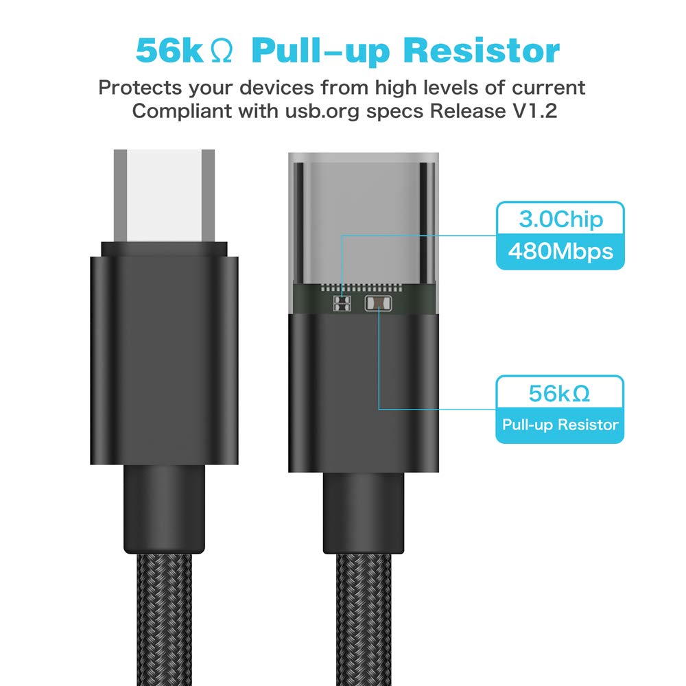USB C to Micro USB Adapter, KUXIYAN (2 Pack) Type C Female to Micro USB Male Charger Connector Support Charge & Sync Compatible with Samsung Galaxy S7 Edge S6, LG Nexus 5 4 and Micro USB Devices-Black