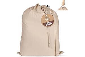 LFH HOME PRIVATE LIMITED LFH Home Cotton Canvas Large Laundry Bag with Handle, Heavy Duty Drawstring Closure Washable Laundry Bags School Travel, Home, Hotel, College Dorm, Organizer Sack, Toys 20x30-Natural, Thanks Giving