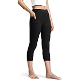 JOCMIC Girls Capri Leggings High Waisted Athletic Leggings with Pockets for Kids Dance Gymnastics Running