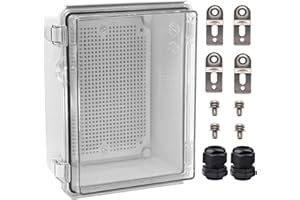 Waterproof Electrical Box with Mounting Plate, IP67 Junction Box Stainless Steel Latch Hinged Clear Cover Project Enclosure w