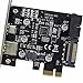 PCI Express XinYS PCIe Card with 19Pin USB 3.0 Dual Port and 15pin SATA Power Socket for Desktop PC-Black