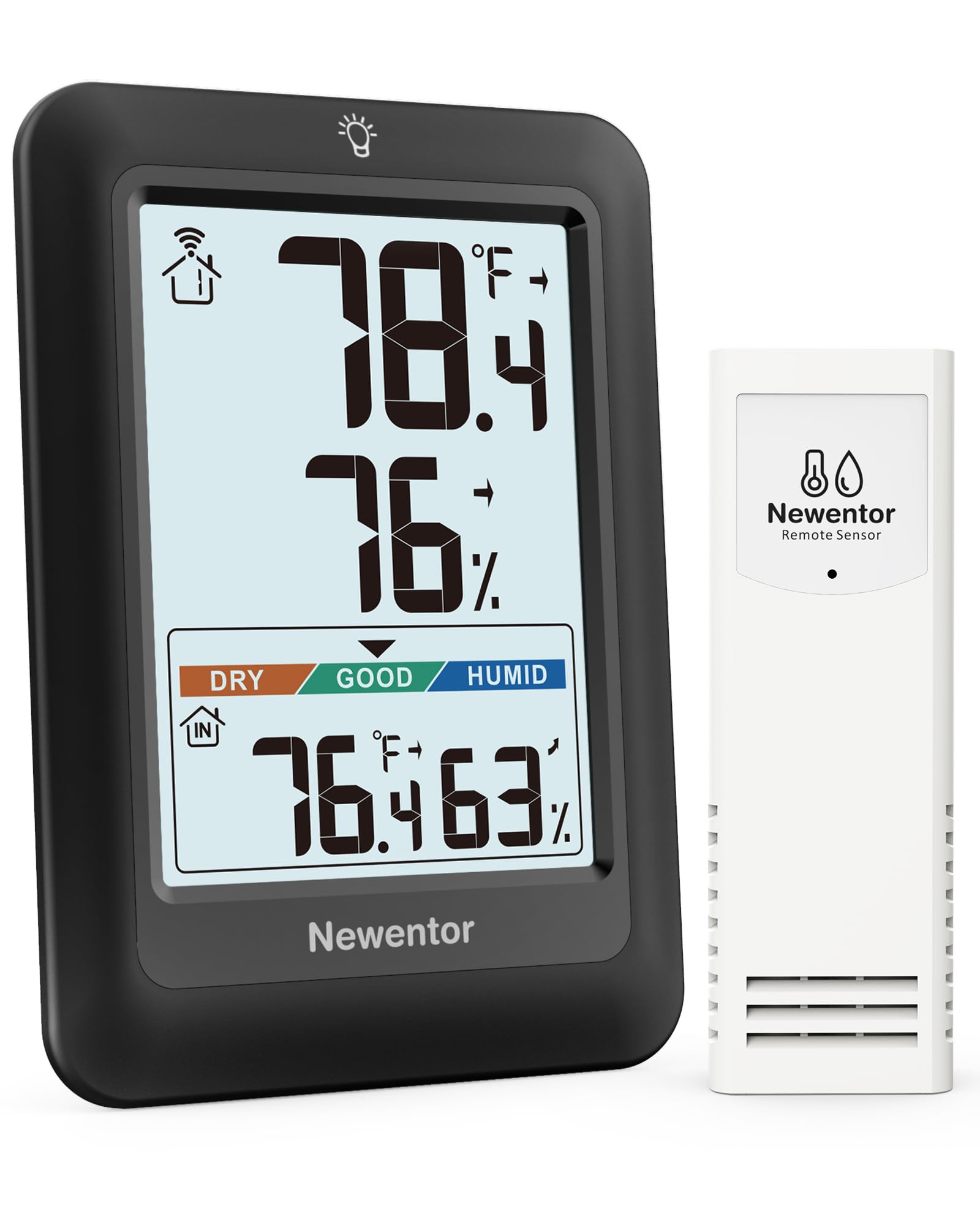 Photo 1 of Newentor Indoor Outdoor Thermometer Wireless, Weather Stations Wireless Indoor Outdoor, Outdoor Thermometers for Patio House, Black with 1 Sensor