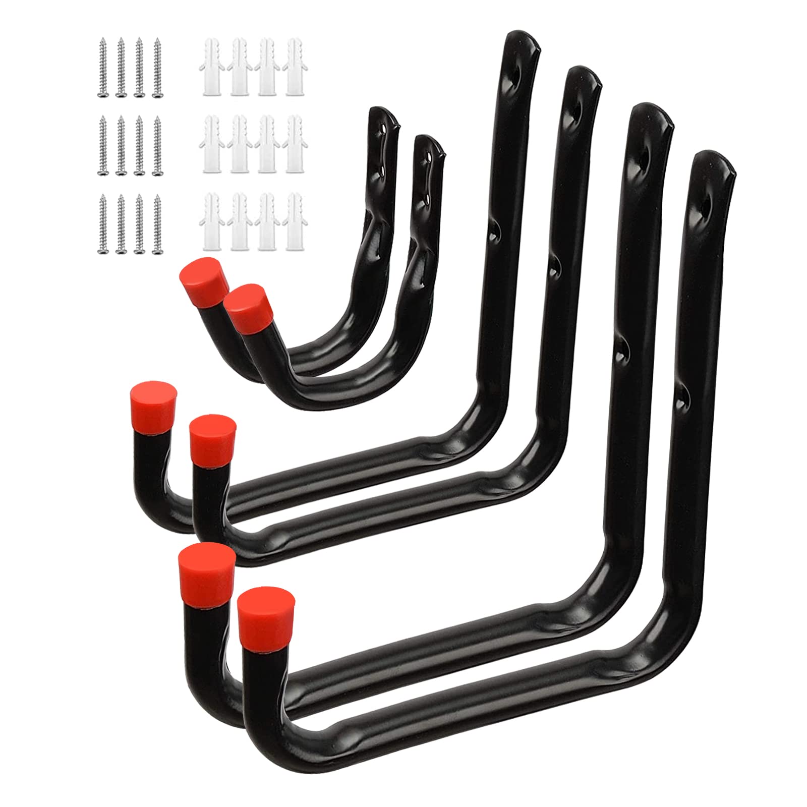 QINGHEC 6 Pack Garage Storage Hooks, Ladder Brackets, Hose Storage, Heavy Duty Tool Hangers for Ladders, Bikes, Tools, Hoses