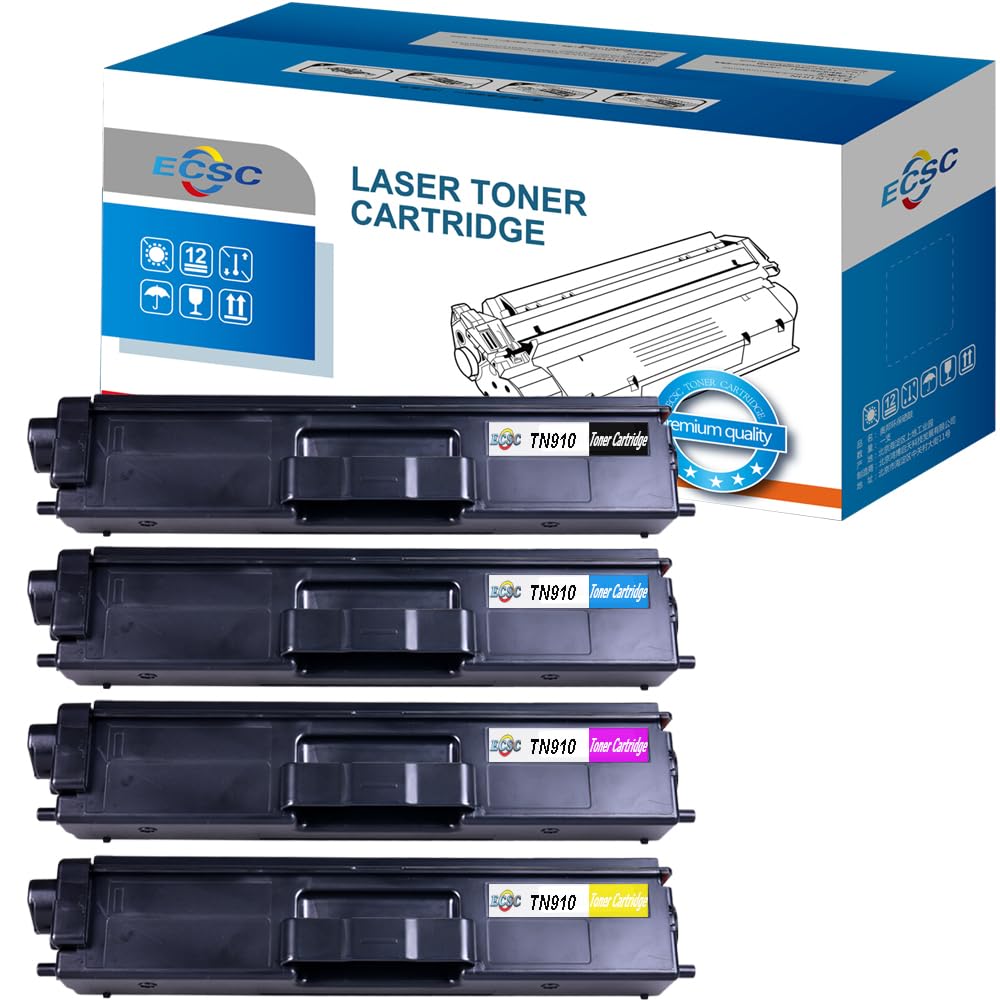 ECSC Compatible Toner Cartridge Replacement for Brother HL-L9310CDW MFC-L9570CDW TN-910 (BK/C/M/Y, 4-Pack)