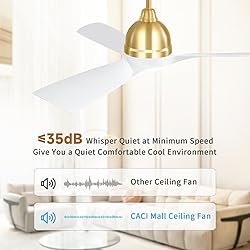54" Smart Gold White Ceiling Fans with Lights and