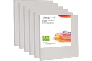 Zingarts Canvases for Painting 6x6Inch 6-Pack,100% Cotton Primed Painting Canvas Panels, Stretched Canvas Boards is for Professionals,Students & Kids, for Acrylic Paint, Oil Paint, Watercolor, Gouache