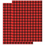 Aneco 18 x 12 Inch Cloth Fabric Buffalo Plaid Black and Red Plaid Adhesive Heat Transfer Sheets, 2 Sheet