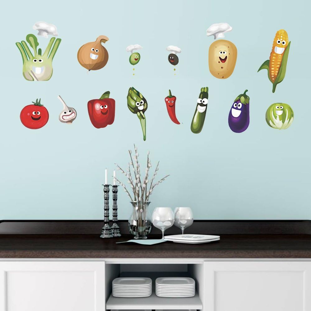 decalmile Kitchen Wall Decals Vegetable Corn Chili Funny Wall Stickers Kitchen Dining Room Wall Art Decor - Image 3