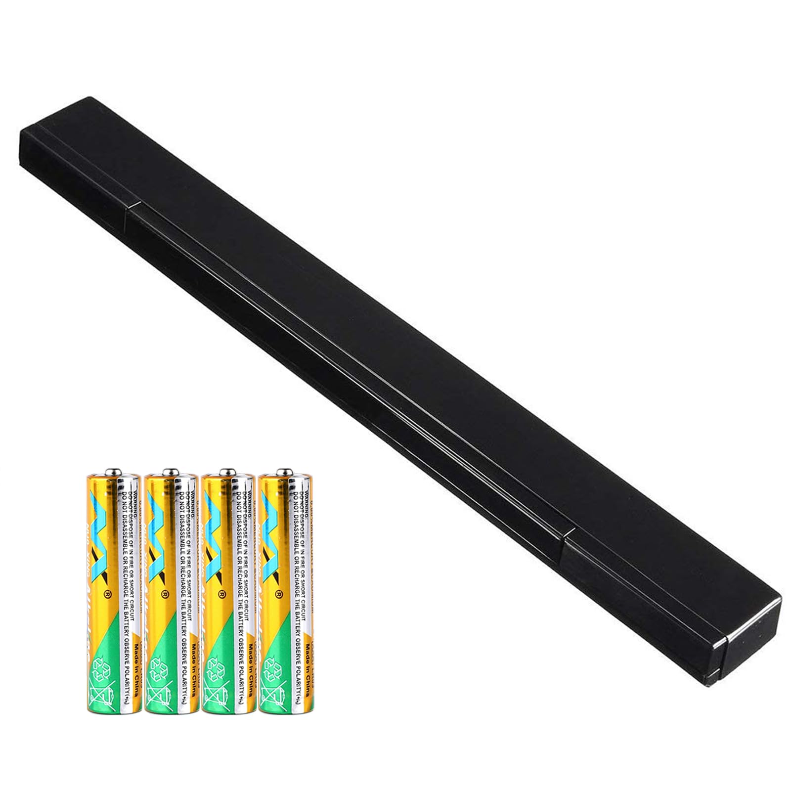 Replacement Wii Wire-less Sensor Bar, Motion Sensor Signal Receiver for Nintendo Wii and Wii U Console with Stable Stand and 4 AAA Batteries(Black)