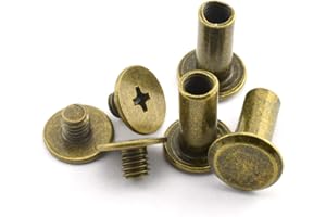 LQ Industrial 50pcs Chicago Screw Cross Head Phillips Drive Binding Screws Rivet Book Binding DIY Leather Craft Assembly Bolt 5x10mm Bronze