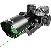 UUQ 2.5-10x40 Rifle Scope with Red/Green Illuminated Mil-dot with Red/Green Laser Combo-Green Lens Color,Tactical Scope for G