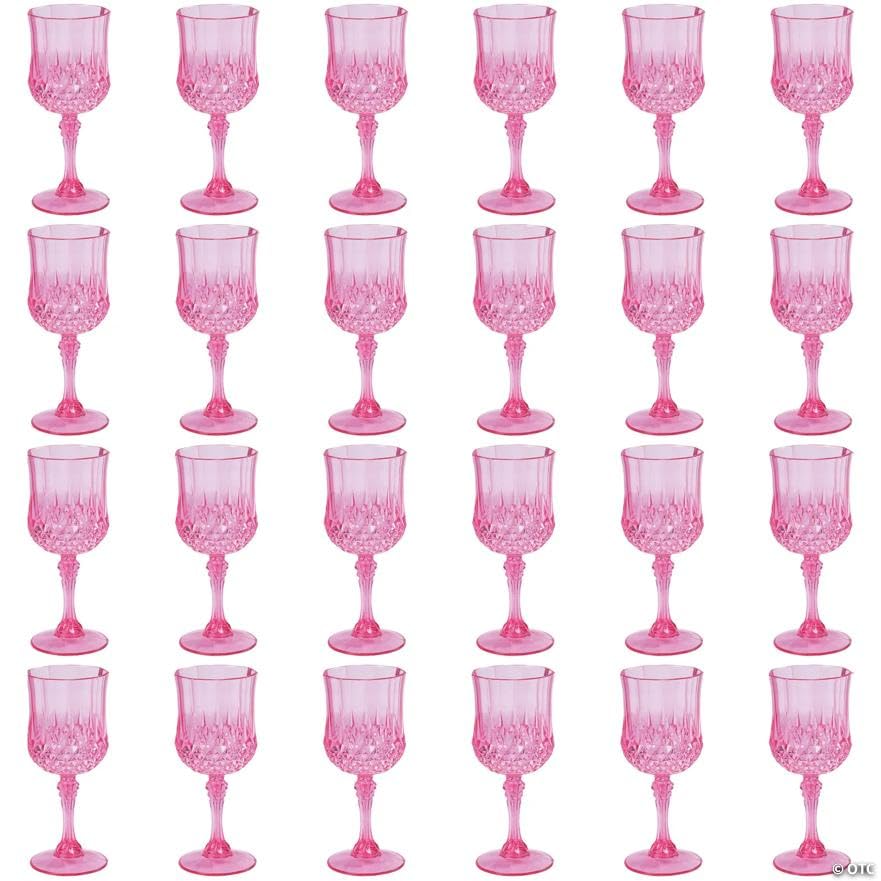 Fun Express 6 3/4" 8 oz. Patterned Plastic Wine Glasses - 24 Ct. at Amazon